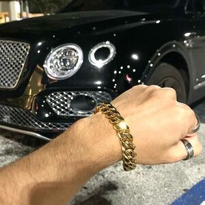 NEW CUBAN LINK BRACELET 18K GOLD MADE IN ITALY *LIFETIME WARRANTY*